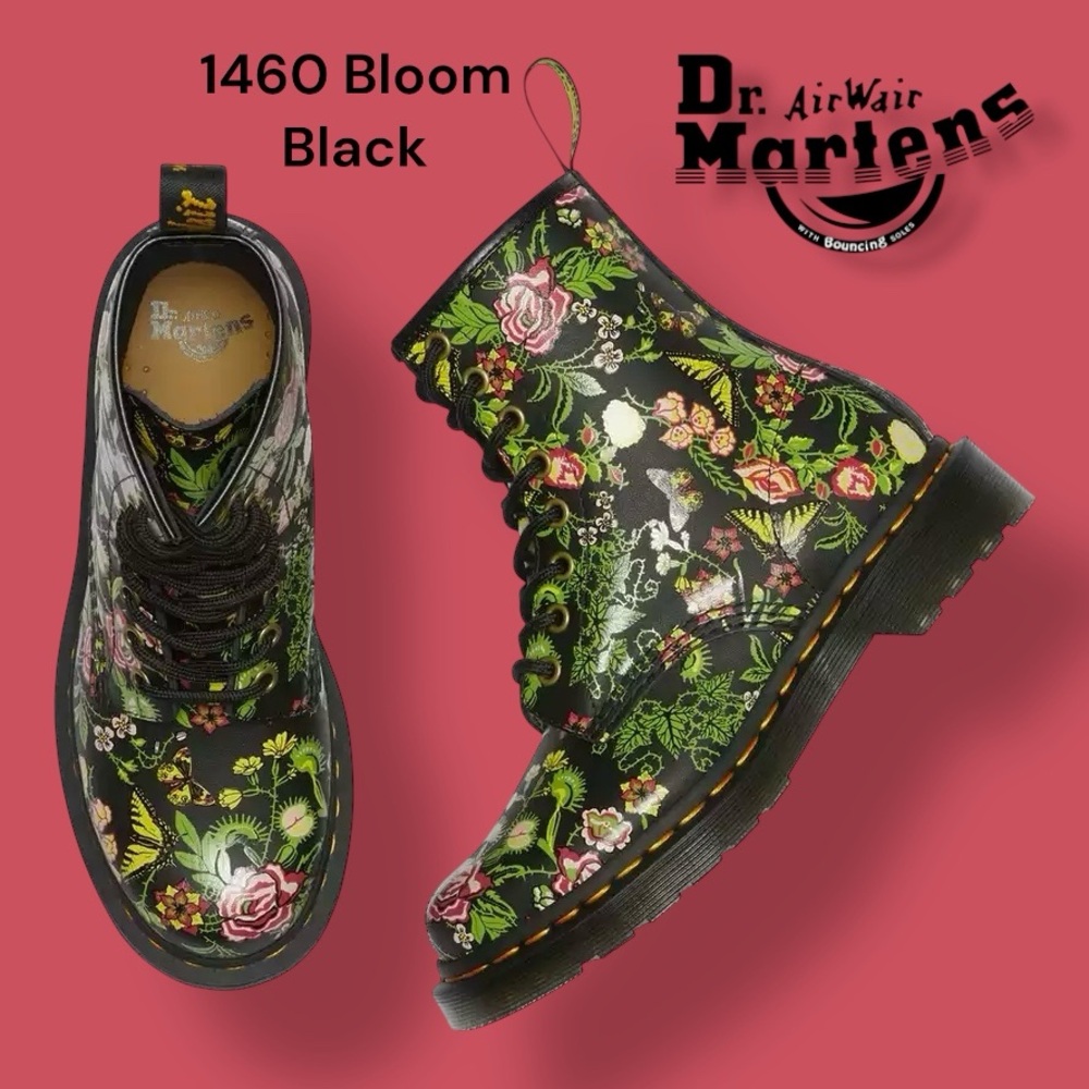Dr. Martens 1460 Black Floral Lace-Up Boots